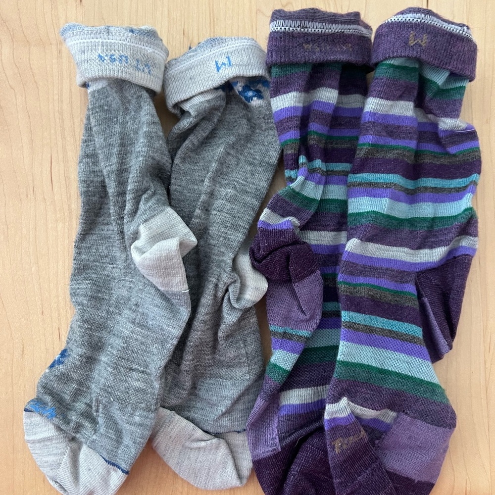 Women’s Wool blend dress Socks - Grey & Purple Striped Pack
